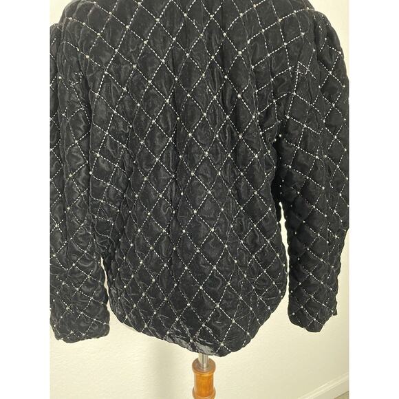 Something Navy Jacket Blazer Quilted Velvet Studded - Picture 9 of 12